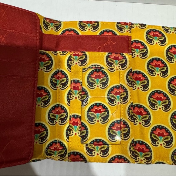 Vera Bradley Provencal Euro Wallet Yellow Multi Paisley Floral Folding Snap - Picture 6 of 11